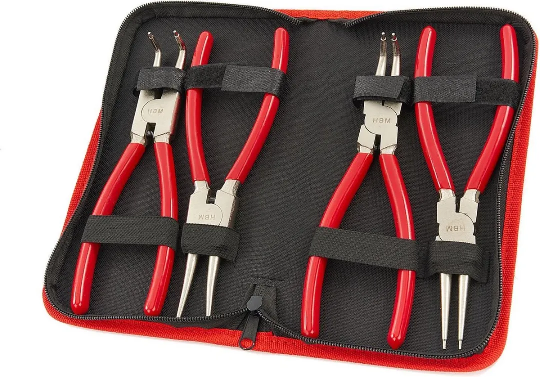 HBM 9733 Seegerring- en Borgveertangenset 4-delig 225mm - Rood