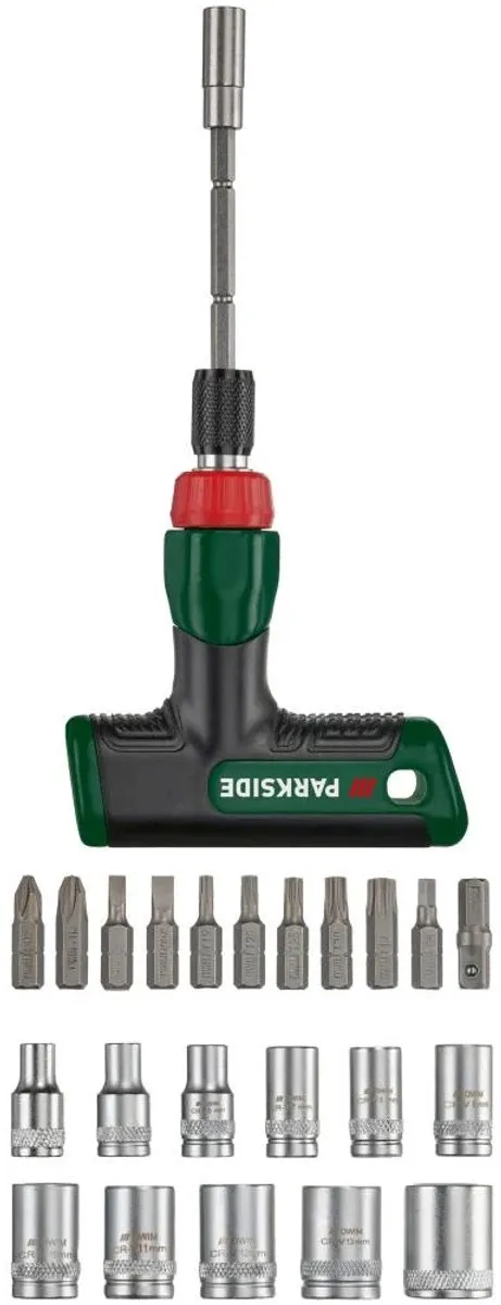 Parkside Ratel Schroevendraaierset T-greep 24-delig - Zwart/Groen