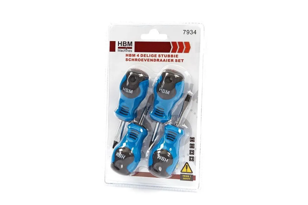 HBM 4-delige Stubbie Schroevendraaier Set - SL5/SL6/PH1/PH2