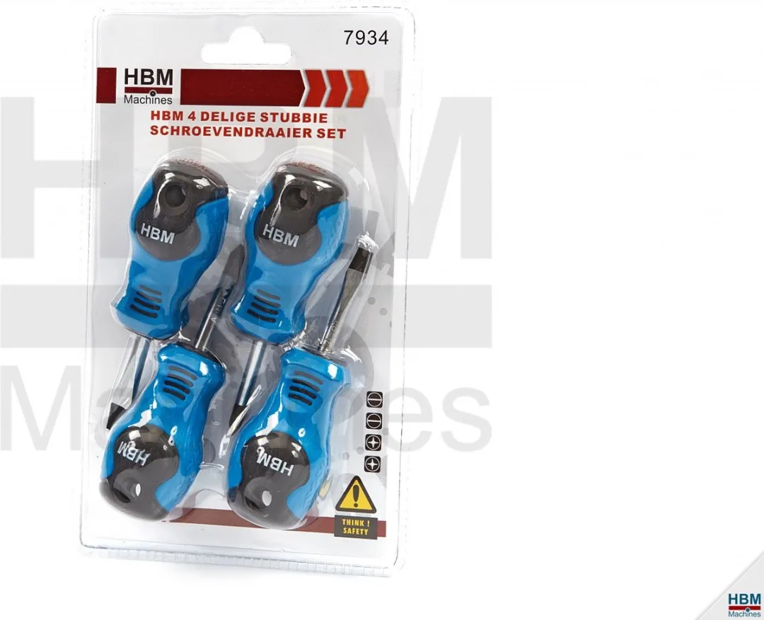 HBM 4-delige Stubbie Schroevendraaier Set - SL5/SL6/PH1/PH2