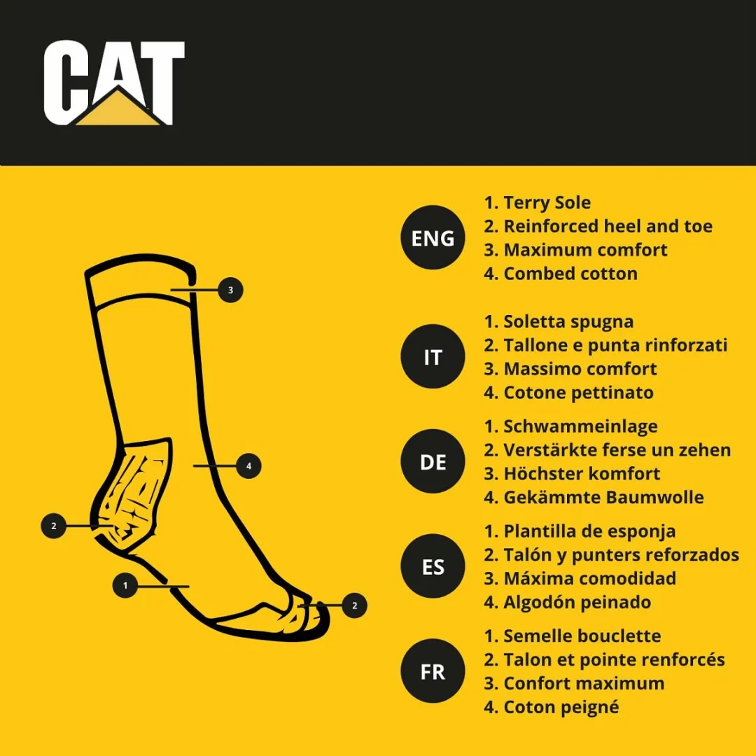 Caterpillar Premium Werksokken 12 Paar - Kuithoogte - Zwart 39-42