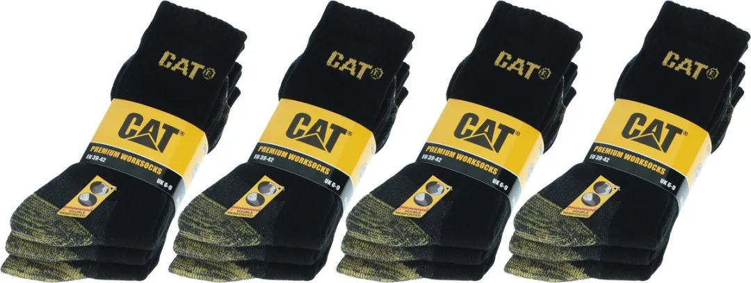 Caterpillar Premium Werksokken 12 Paar - Kuithoogte - Zwart 39-42