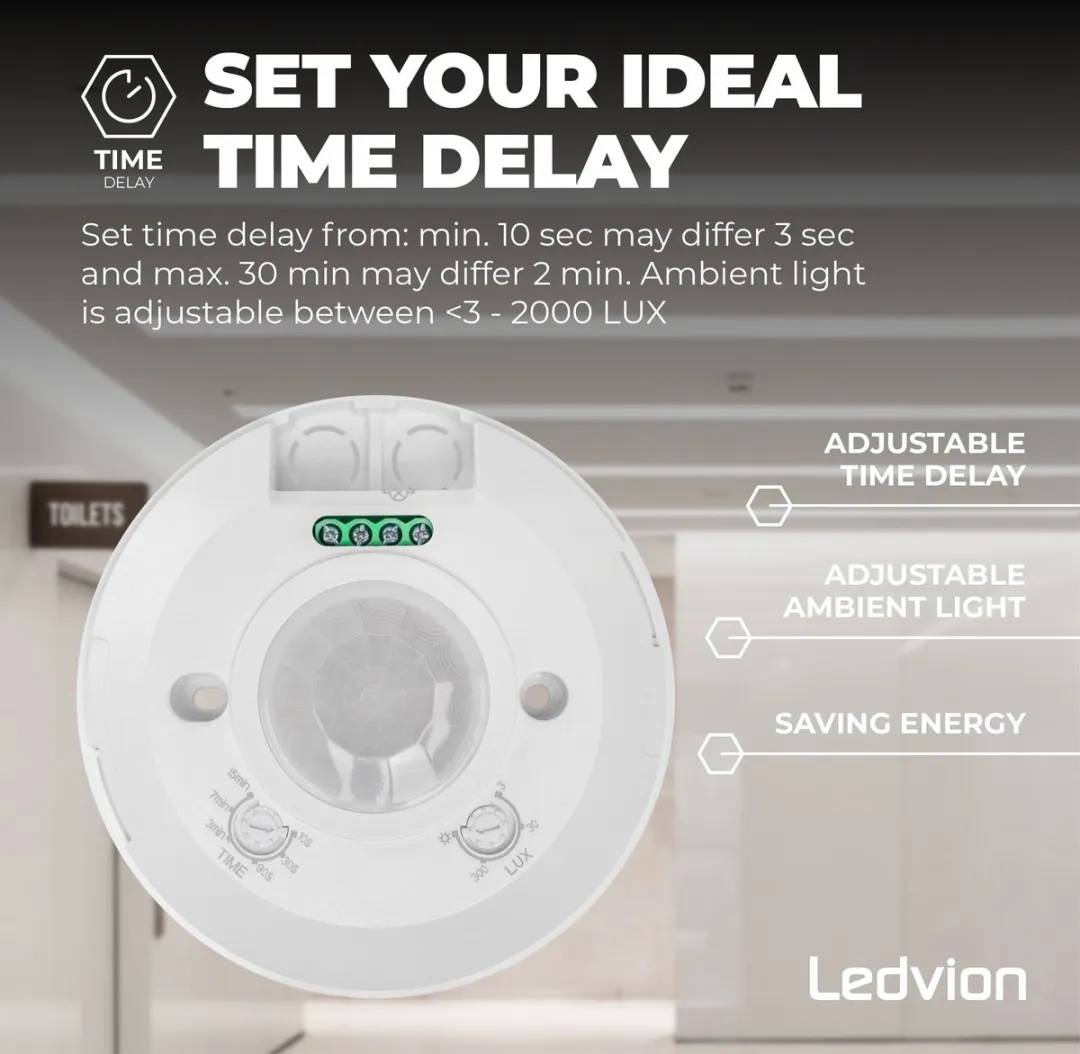 Ledvion Bewegingsmelder Opbouw Wit - 8m Bereik - IP20