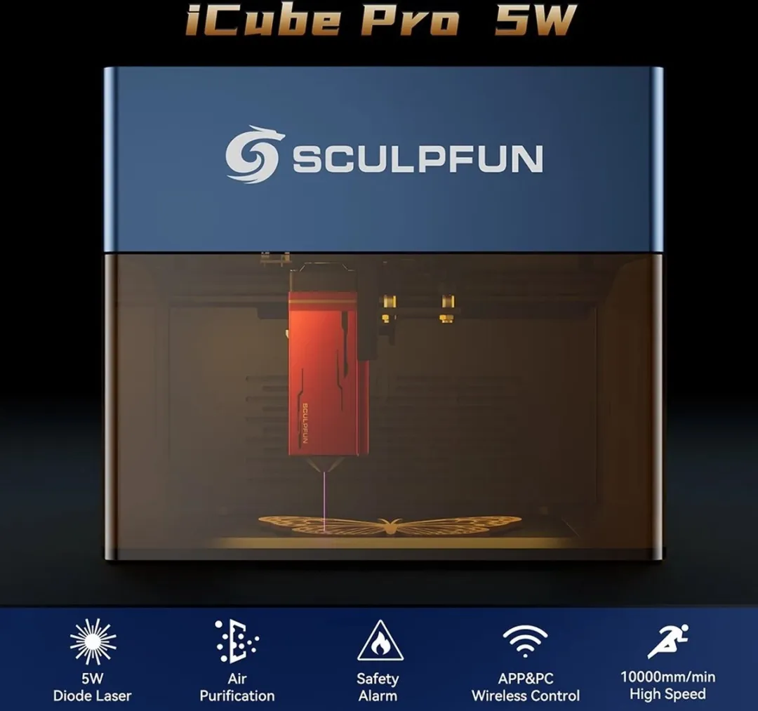 Sculpfun iCube Pro Laser Graveermachine 5W - 130x130mm - Bluetooth