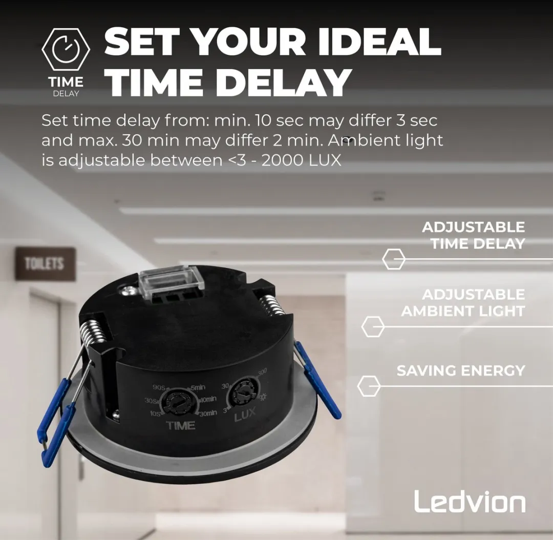 Ledvion Bewegingsmelder Inbouw IP65 8m - Zwart