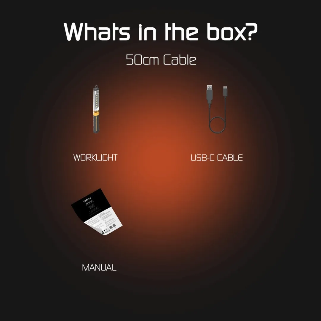 LEDVION USB Oplaadbare Bouwlamp 400lm 6500K IP54