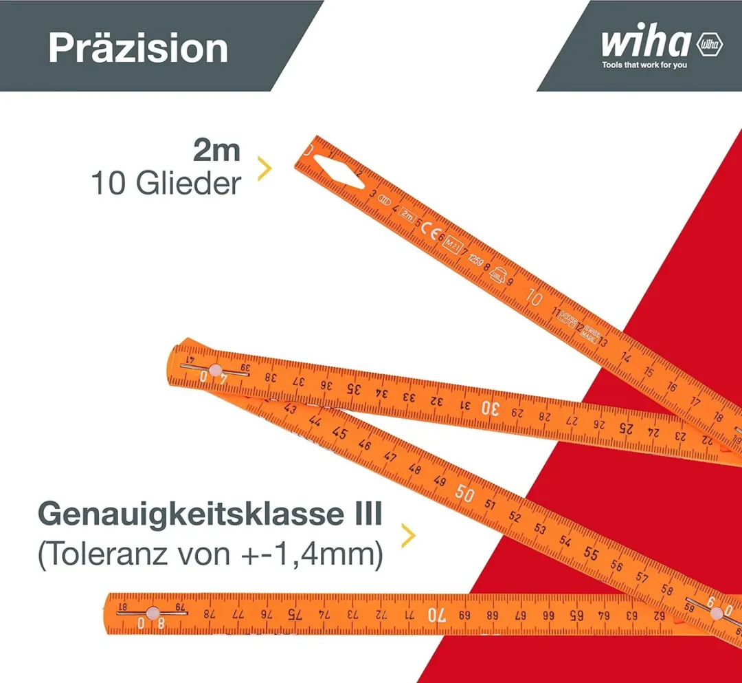 Wiha Elektriciensduimstok Longlife 2m - 10 Delen - afbeelding 6 van 6