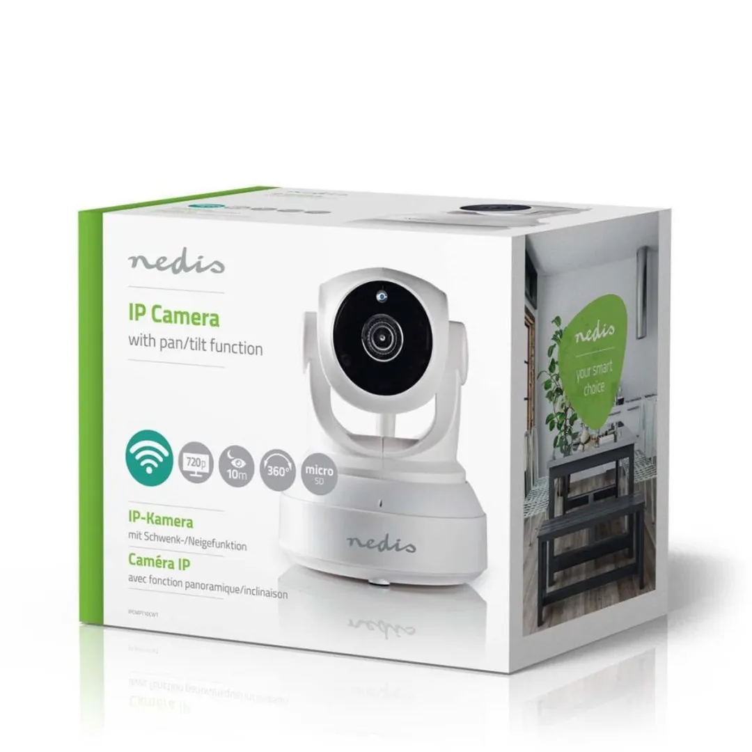 Nedis IPCMPT10CWT Wi-Fi IP-Camera 720p - Wit/Zwart