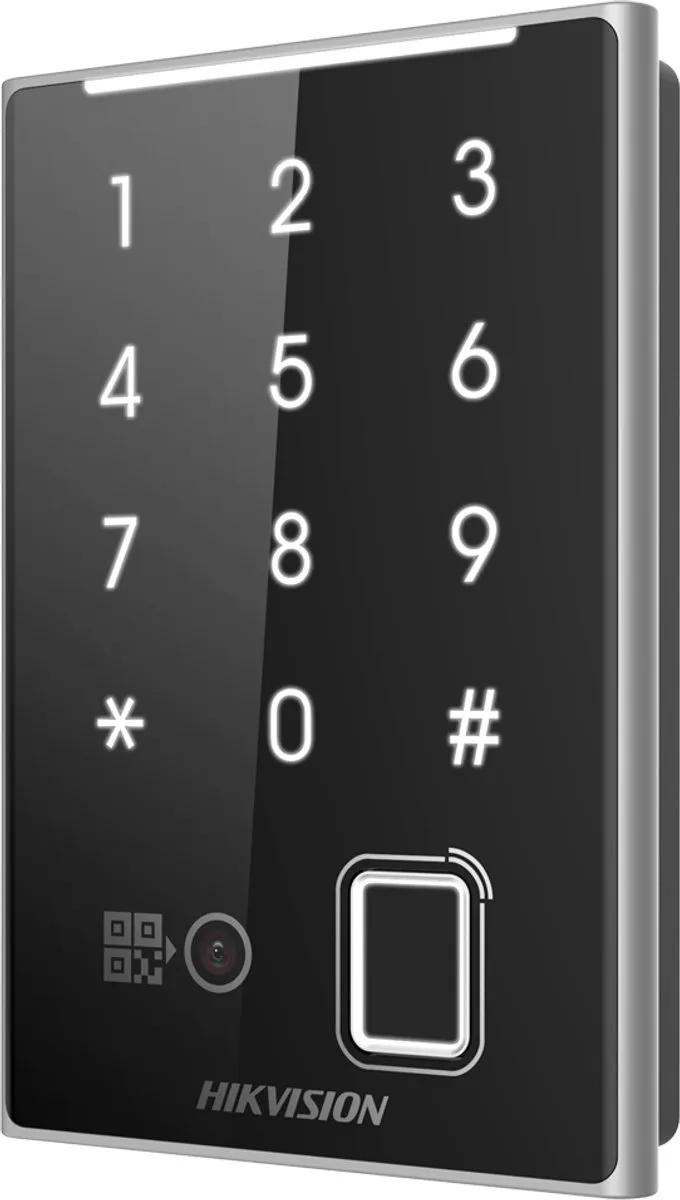 Hikvision DS-K1109DKFB-QR Kaartlezer - Vingerafdruk/QR/Bluetooth - Zwart