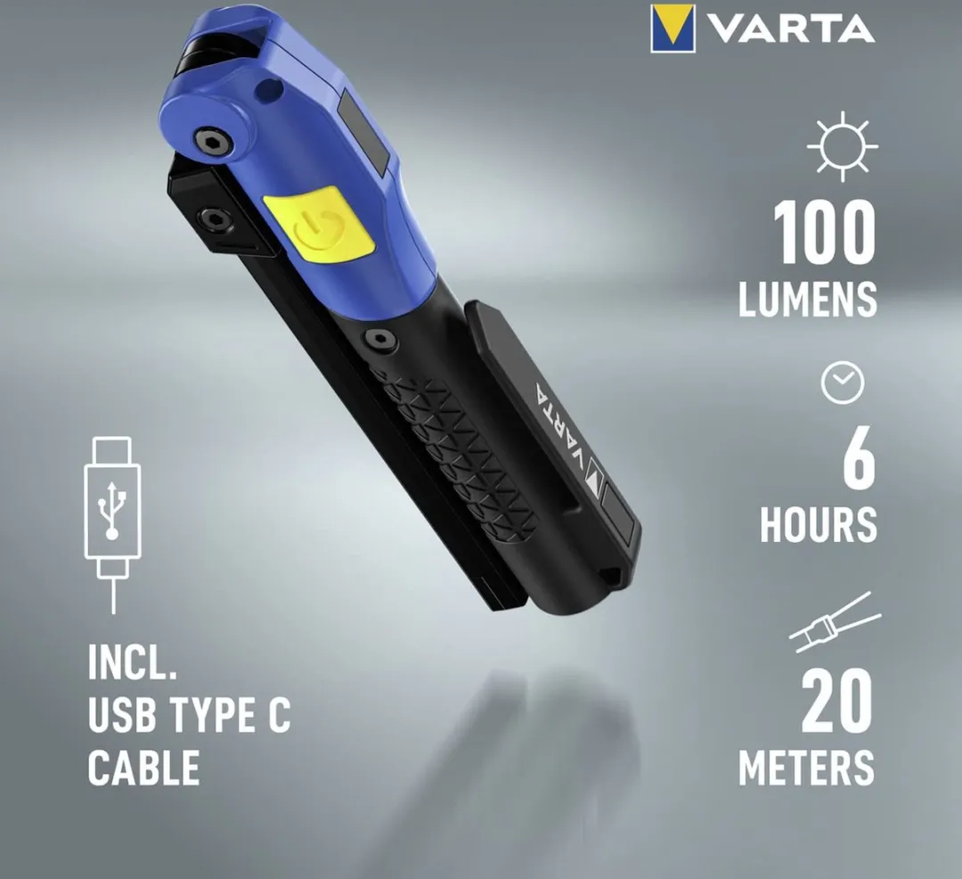 Varta Multifunction Light F20R Werklamp - 100 Lumen - Zwart/Blauw
