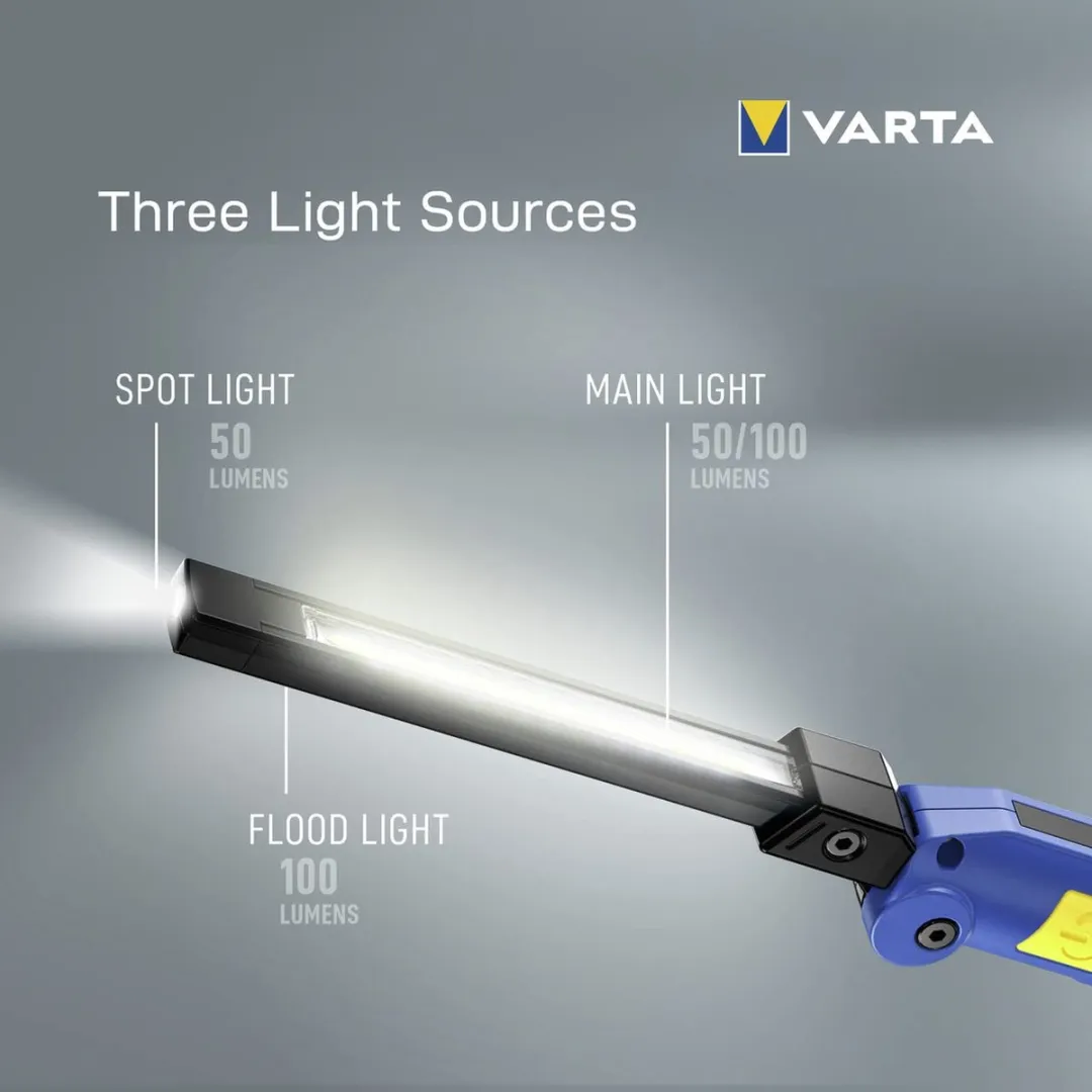 Varta Multifunction Light F20R Werklamp - 100 Lumen - Zwart/Blauw