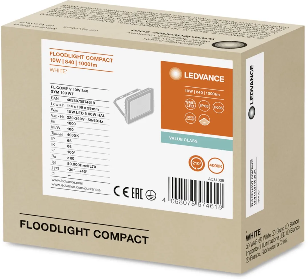 LEDVANCE LED Floodlight Compact 10W 1000lm - 4000K - IP65 - afbeelding 3 van 5