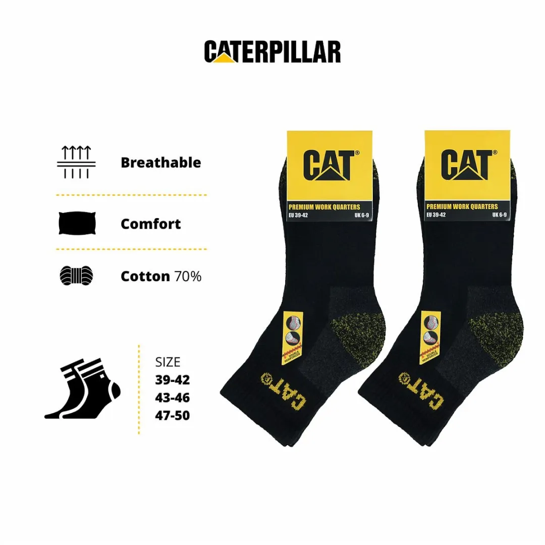 Caterpillar Premium Quarter Sokken Heren - 6 Paar - Zwart