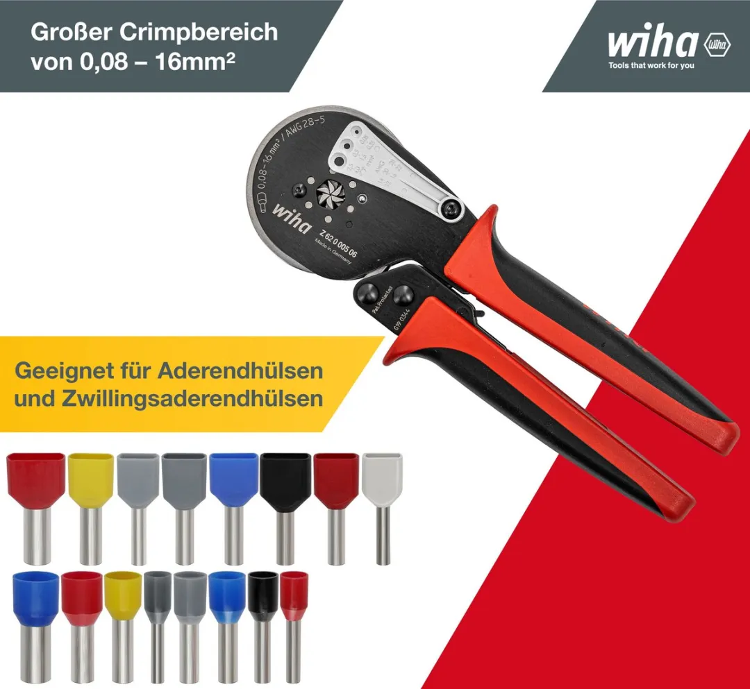 Wiha 41246 Krimpgereedschap Zeskantpersing - Zwart Rood