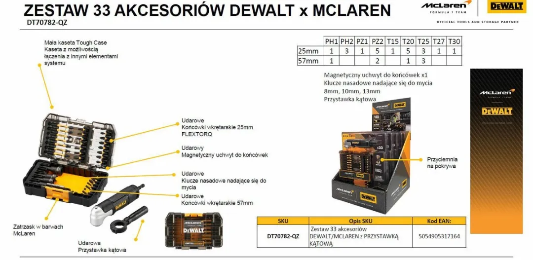 DeWalt McLaren F1 Team DT70782-QZ Bitset 33-delig - FlexTorq