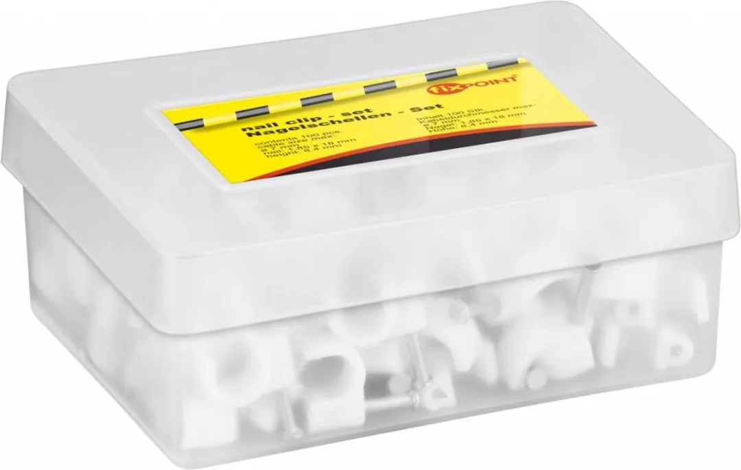 Kabelklemmen met spijker voor kabels tot 7mm - 100 stuks / wit