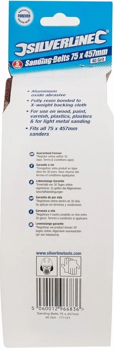 Silverline Schuurbanden Aluminiumoxide 40 - 75x457mm - 5 Stuks