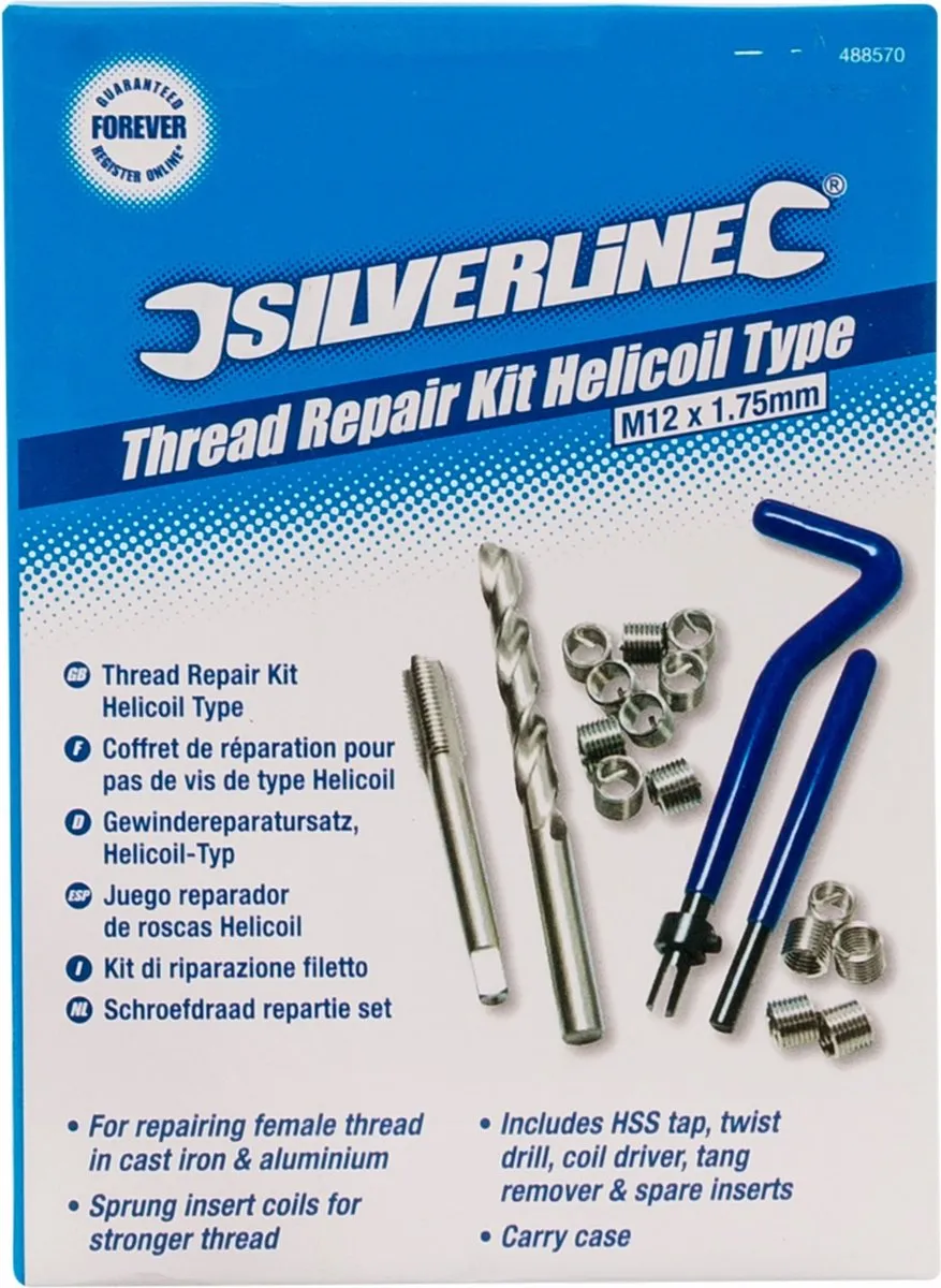 Silverline Schroefdraad Reparatieset M12x1.75mm - 15 Stuks