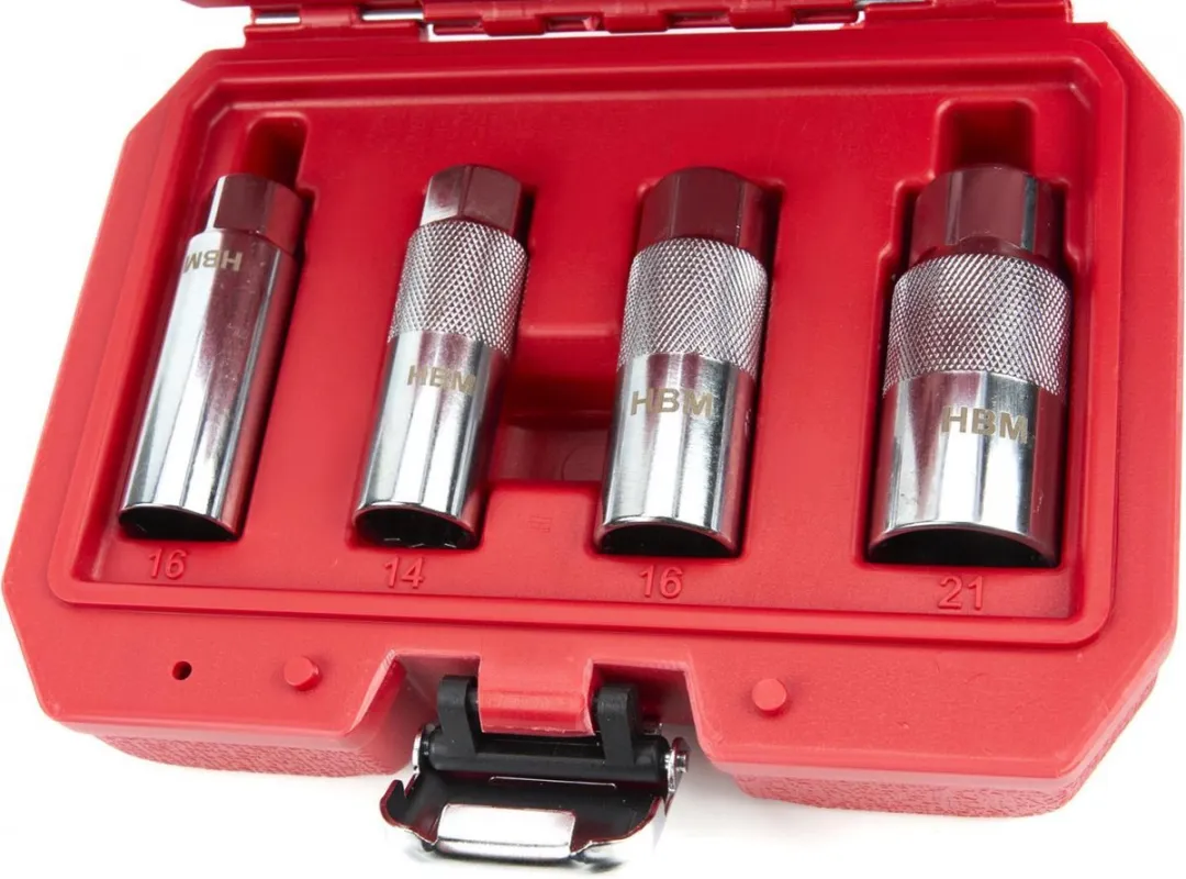 HBM Bougiedoppenset 4-delig 3/8" - Chroom-vanadium
