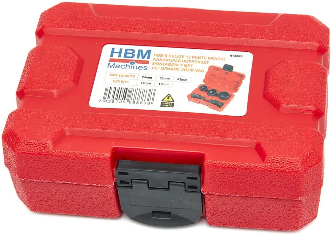 HBM 5-delige 12-punts Kracht Aandrijfas Doppenset 27mm - o.a. VAG