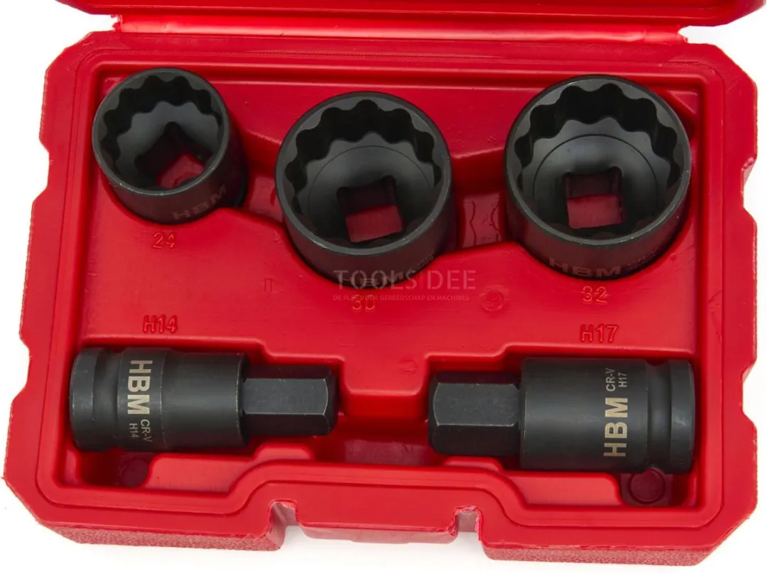 HBM 5-delige 12-punts Kracht Aandrijfas Doppenset 27mm