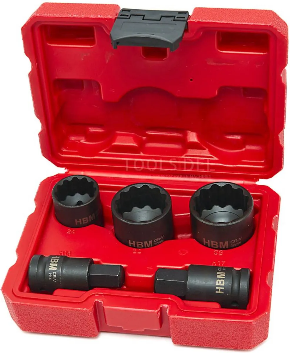 HBM 5-delige 12-punts Kracht Aandrijfas Doppenset 27mm - o.a. VAG