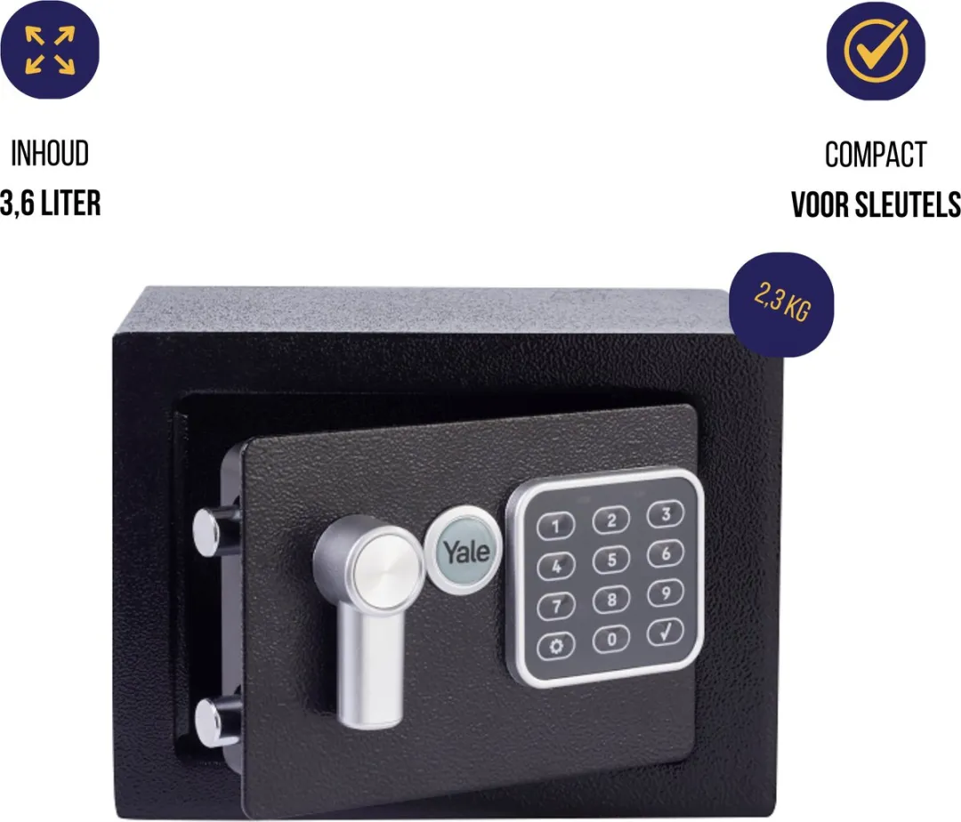 Yale Elektronische Kluis YSV/170/DB2 Mini - 4.2L - Zwart