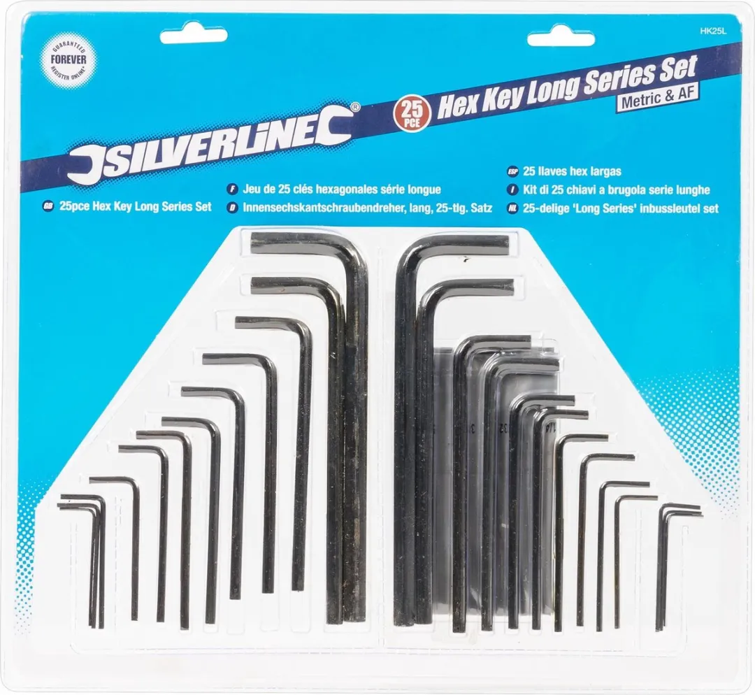 Silverline 25-delige Zeskantsleutelset Metrisch & Imperiaal - 25 Stuks