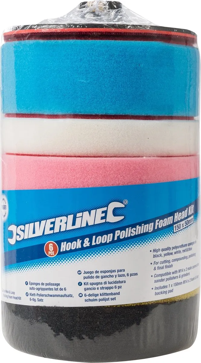Silverline Klittenband Schuim Polijstset 6-delig 150x50mm