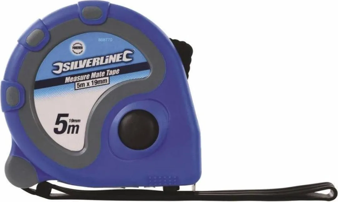 Silverline Measure Mate Rolmaat 5m x 19mm - Blauw