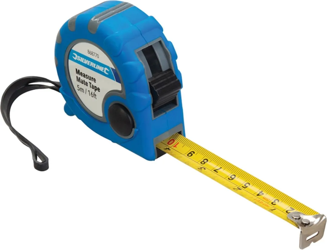 Silverline Measure Mate Rolmaat 5m x 19mm - Blauw