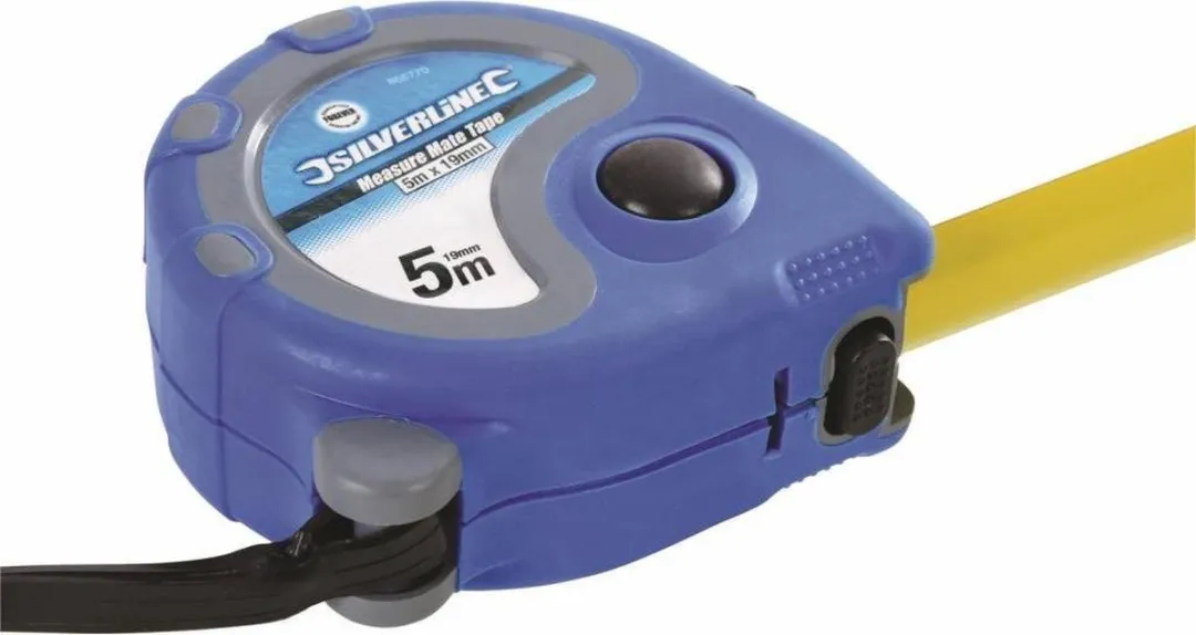 Silverline Measure Mate Rolmaat 5m x 19mm - Blauw
