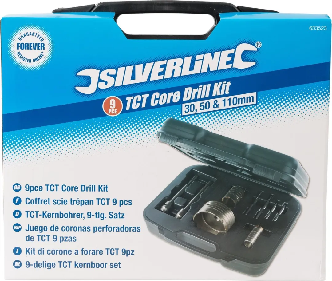 Silverline TCT Kernboor Set 9-delig 30/50/110mm - Beton - afbeelding 6 van 6