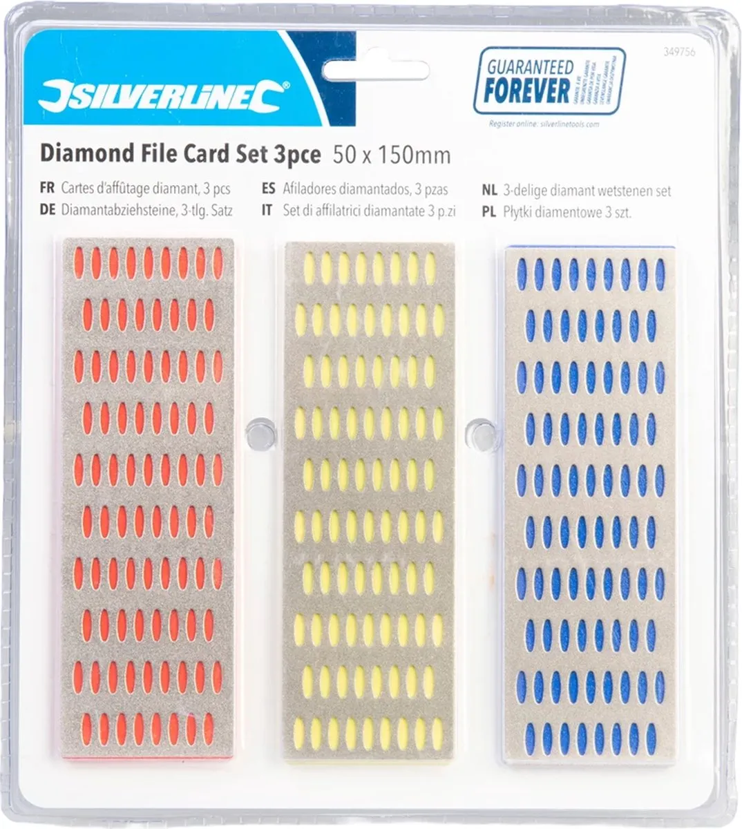 Silverline Diamant Wetstenen Set 349756 - 3 Korrelgroottes 50x150mm