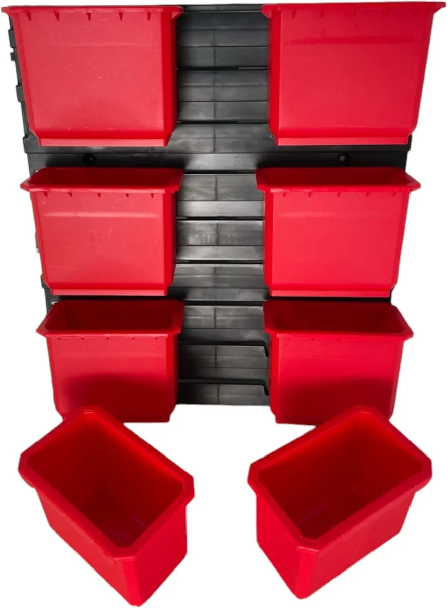 Toolbrothers RHINO Containerset Nr. 2 Werkplaatswand - 8 Bakken 113x64x92mm - Rood/Zwart - afbeelding 2 van 6