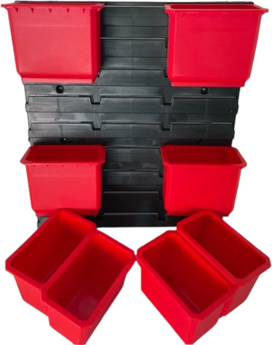 Toolbrothers RHINO Containerset Nr. 2 Werkplaatswand - 8 Bakken 113x64x92mm - Rood/Zwart - afbeelding 4 van 6
