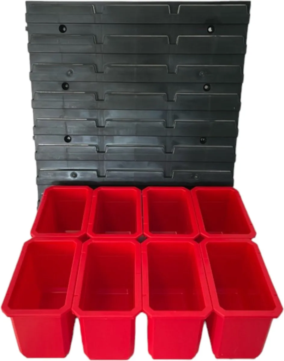 Toolbrothers RHINO Containerset Nr. 2 Werkplaatswand - 8 Bakken 113x64x92mm - Rood/Zwart - afbeelding 6 van 6