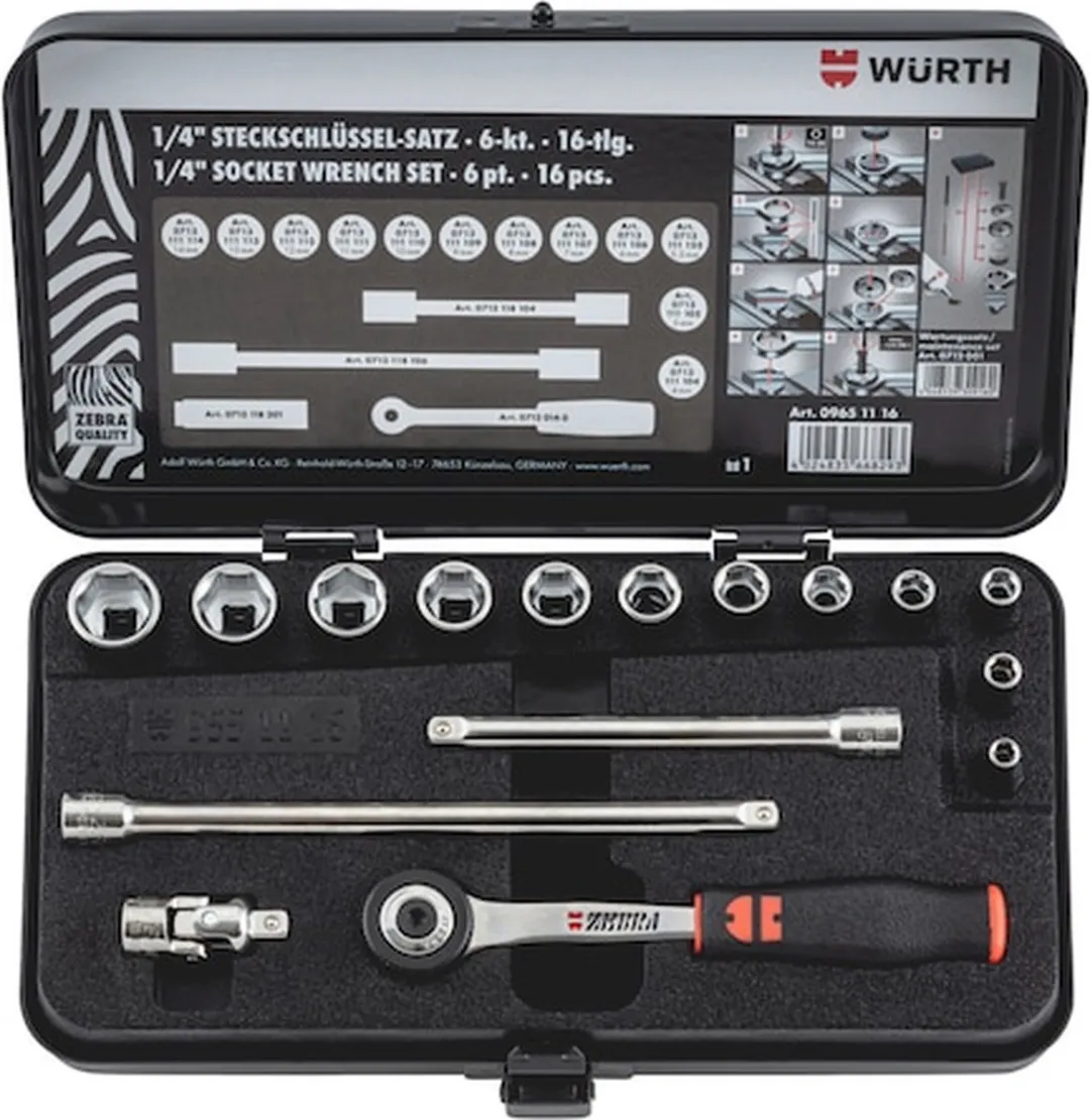 Würth 1/4 inch Dopsleutels Assortiment 16-delig
