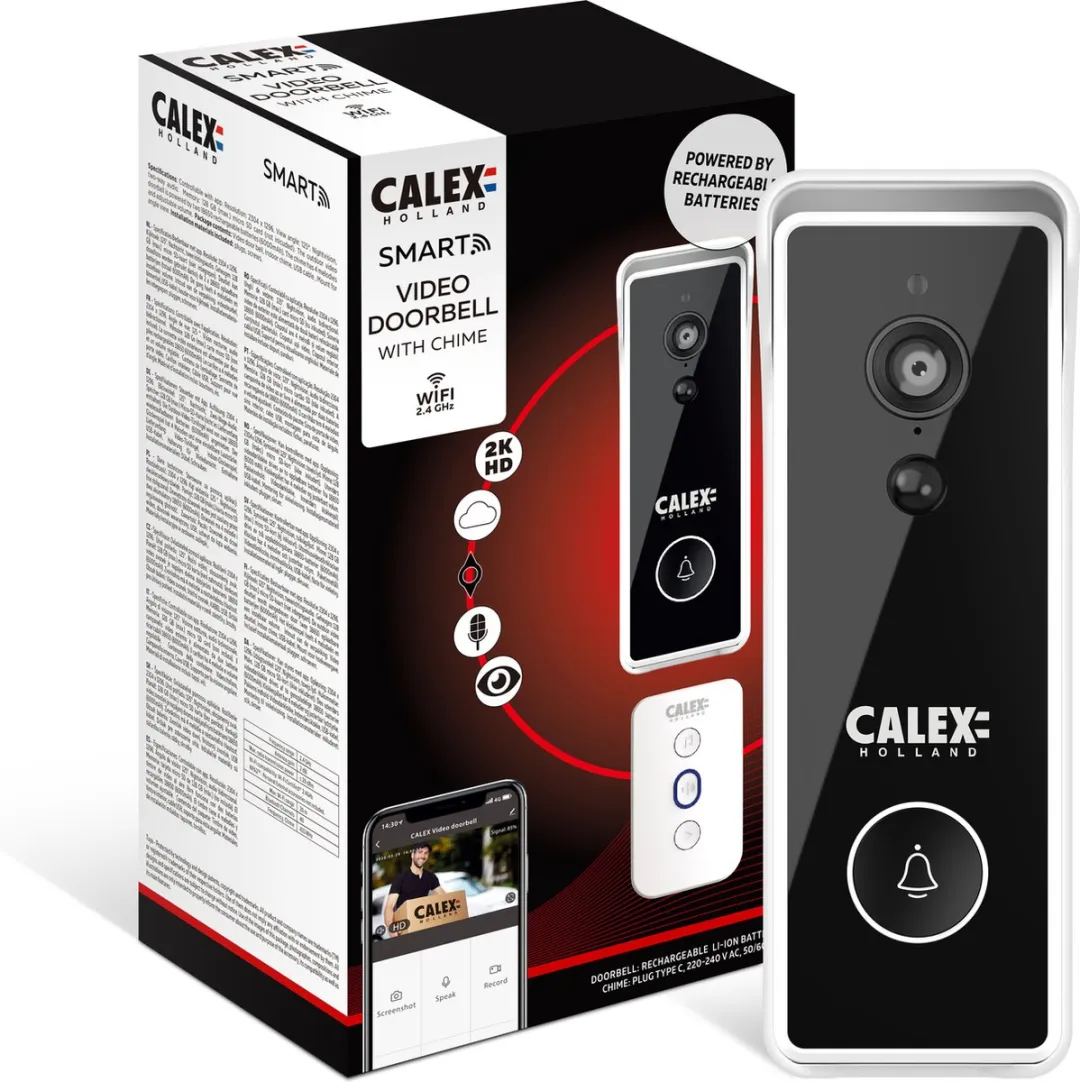 Calex 5501000800 Slimme Deurbel met Camera 2K - Wit