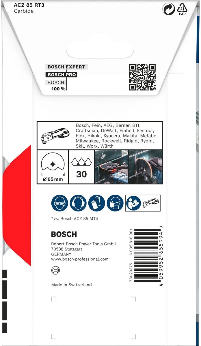 Bosch Professional ACZ 85 RT3 Multitool Zaagblad - Carbide-RIFF - Starlock