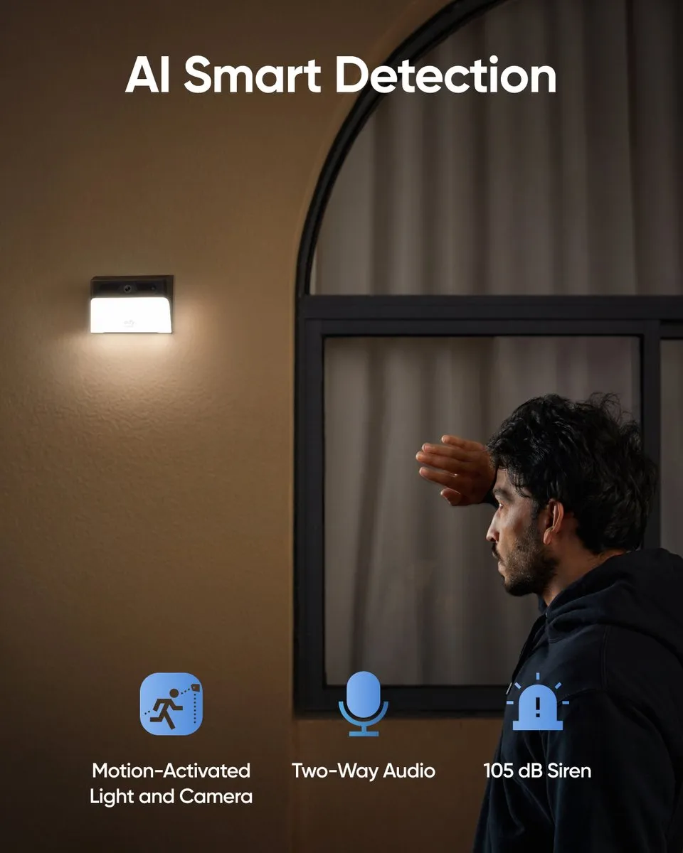 Eufy S120 Solar Wandlamp Camera - Zwart/Wit