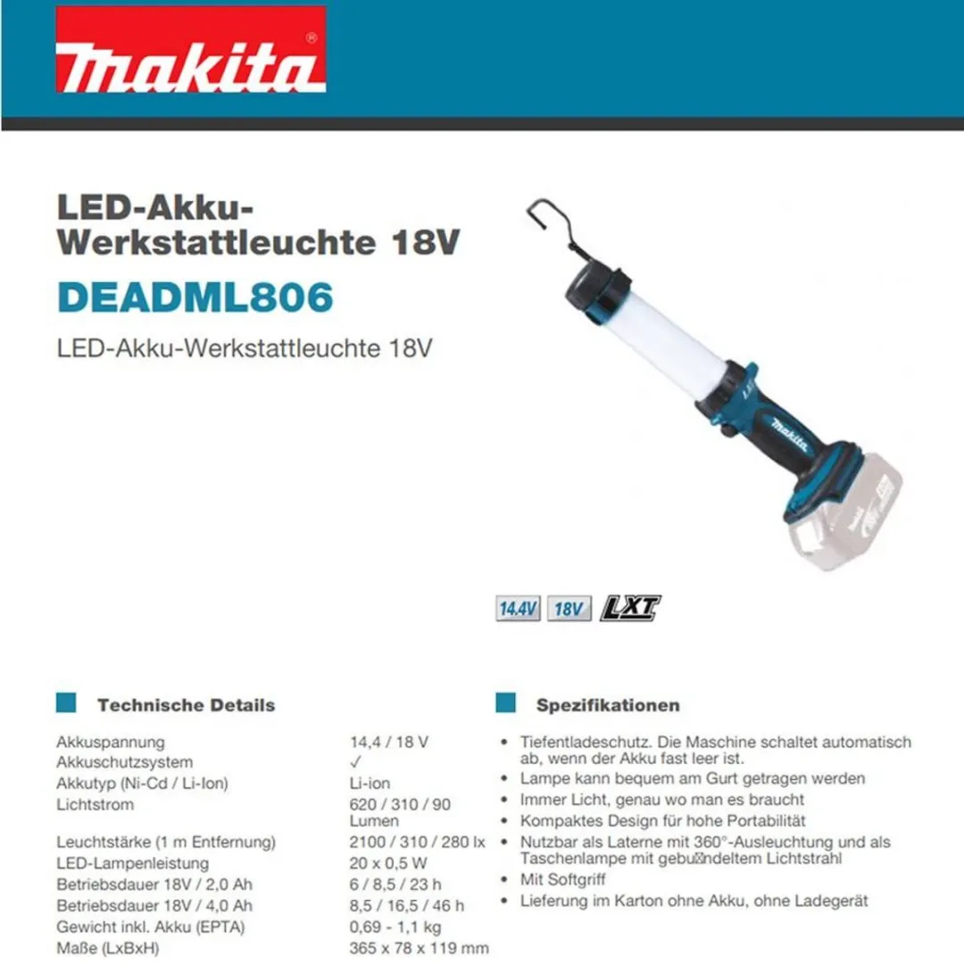 Makita DEBDML806 LED Zaklamp 14,4V/18V