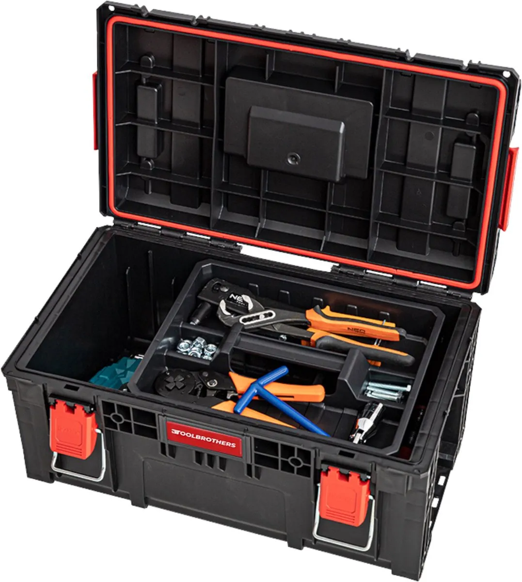 Toolbrothers RHINO XL Gereedschapskoffer ECO Vario+ L 28L - IP66 - Rood/Zwart - afbeelding 6 van 6