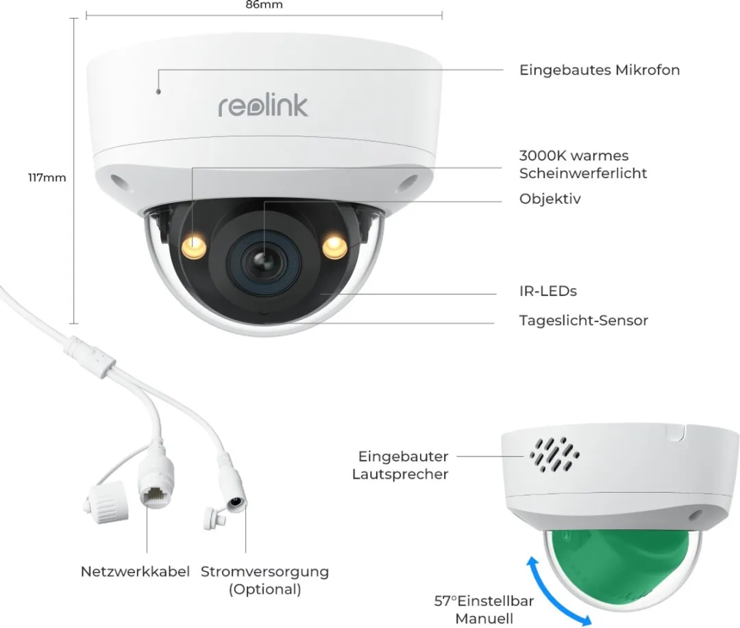 Reolink RLC-1240A Domecamera 12MP - 145° Beeld - Wit