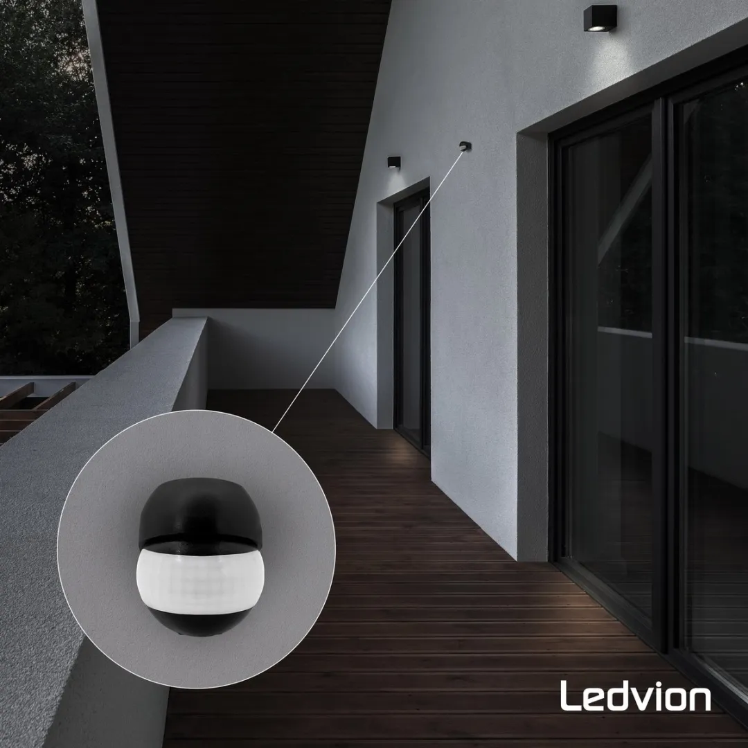 Ledvion Bewegingsmelder Opbouw Zwart - IP44 - 180° - 12m - afbeelding 6 van 6