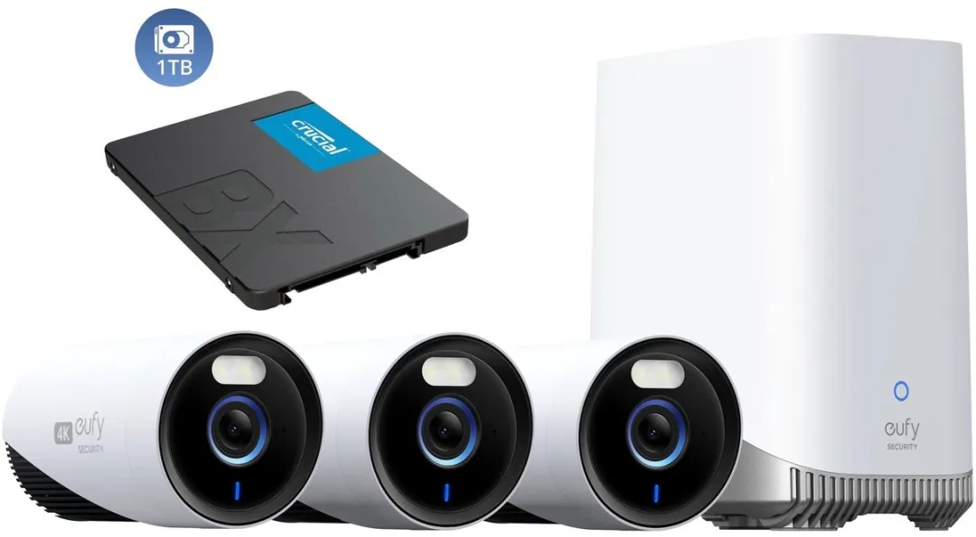 Eufy Security E330 Buitencamera Set 3 Stuks - 4K Ultra HD - 1TB SSD