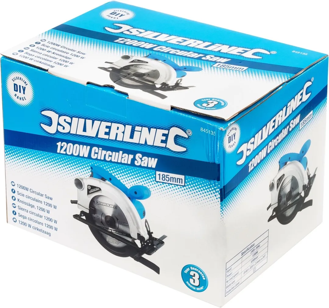 Silverline Cirkelzaag 1200W 185mm 24 Tanden - 0-45° verstelbaar