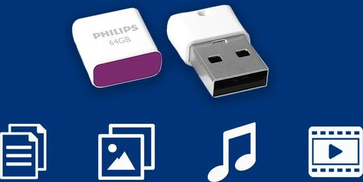Philips Pico FM64FD85B USB Stick 64GB - Paars/Wit - afbeelding 6 van 6