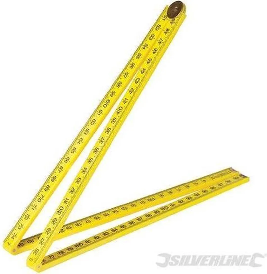 Silverline Inklapbare Vouwmeter 1000mm - 4-delig - Geel