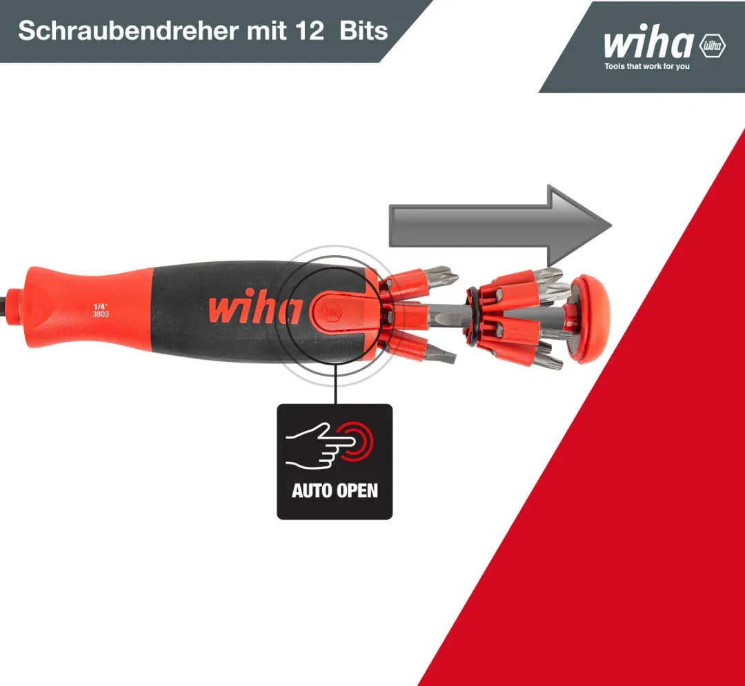 Wiha LiftUp 25 Schroevendraaier met bitmagazijn 380302020 - 12 bits